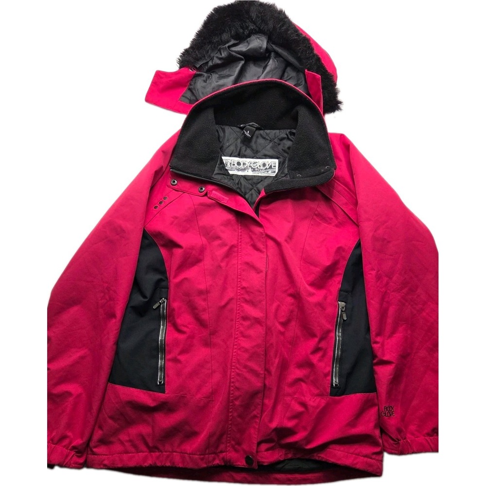 Body Glove Womens L Ski Snowboard Jacket Pink Waterproof Faux Fur Hood Insulated